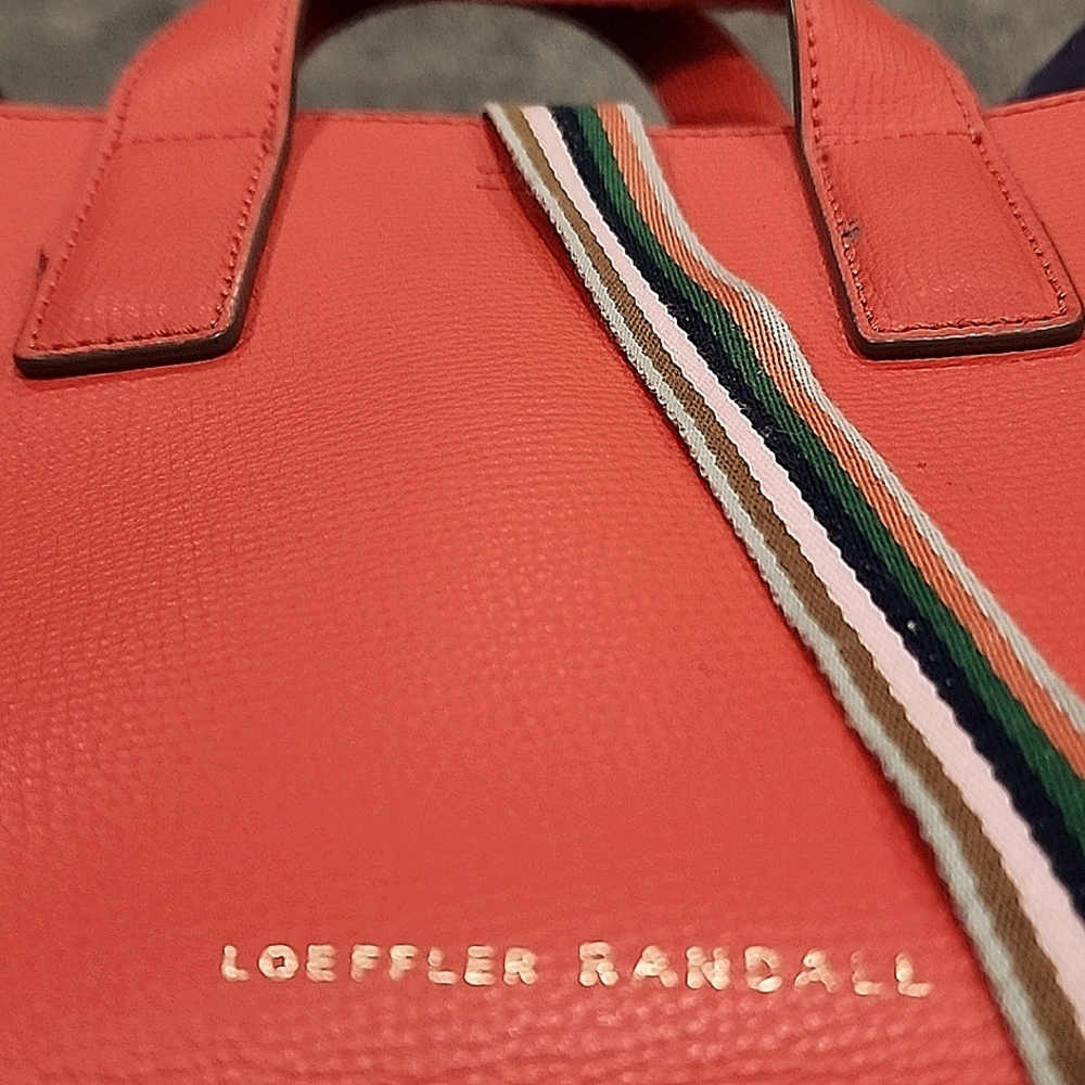 Loeffler Randall Bright Orange Purse with Light Pink inside, Small Bucket Style